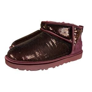 UGG WOMEN'S SIZE 6 CLASSIC ULTRA MINI MIRROR BALL WGRP WILD GRAPE 1151616